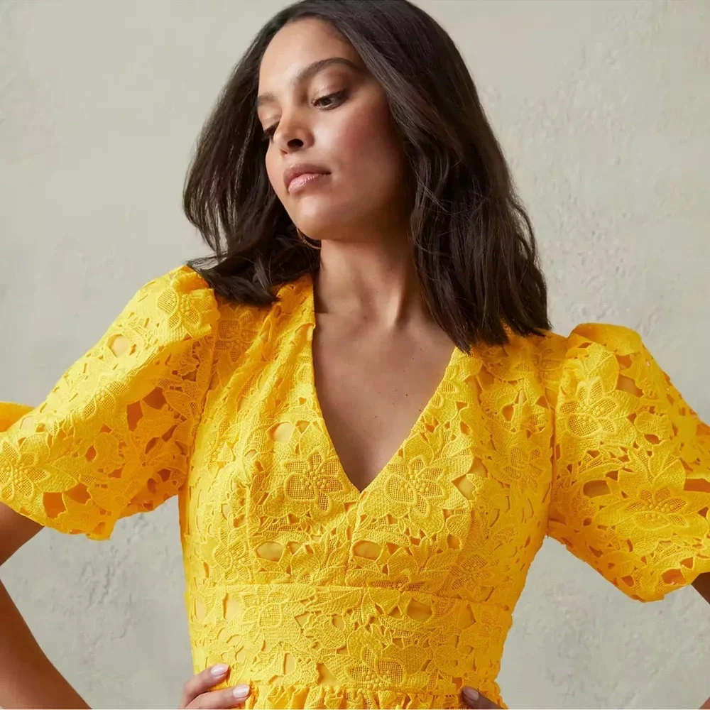 Prabal Gurung Bright Yellow mini dress plus size 20 - Picture 6 of 12